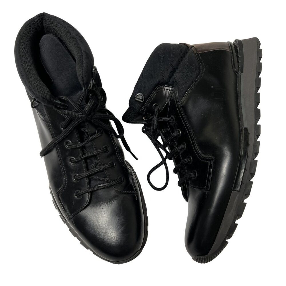 Berluti Fast Track Shearling Lined Leather Hiking Boots in Black